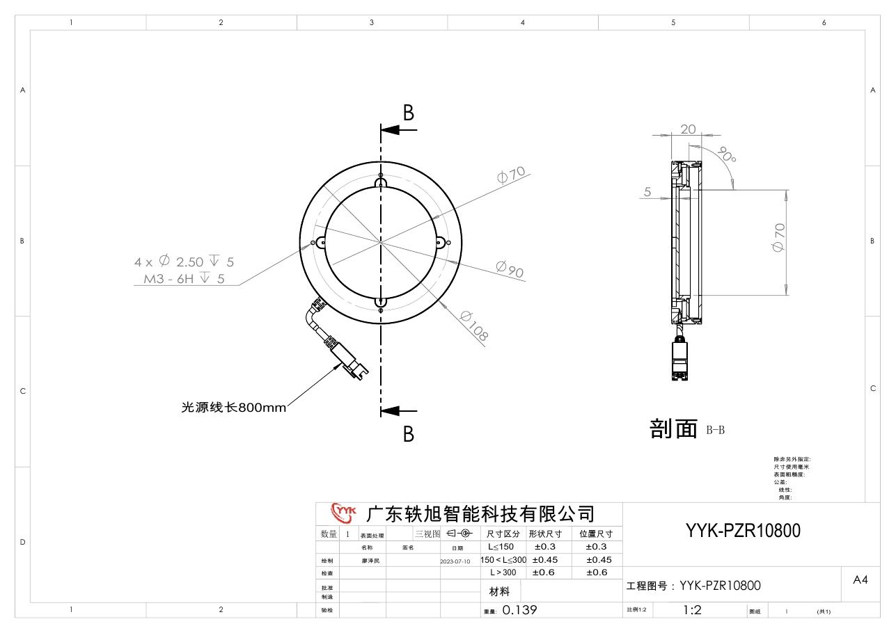 YYK-PZR10800 偏振环光源 尺寸图
