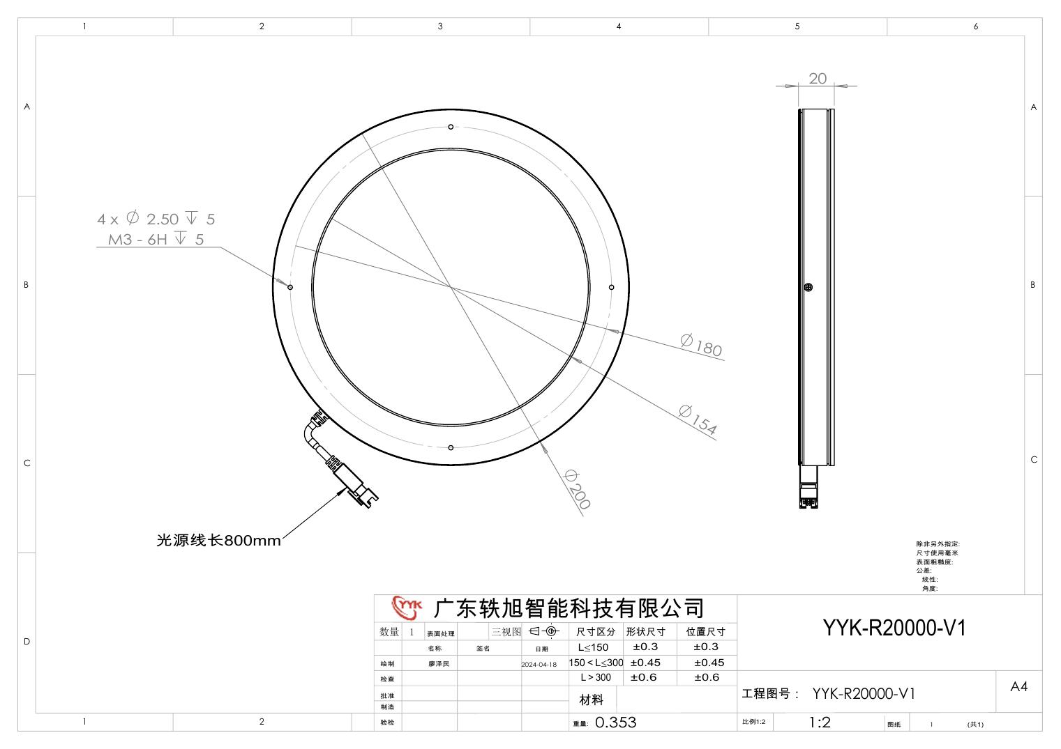 YYK-R20000 环形光源 尺寸图