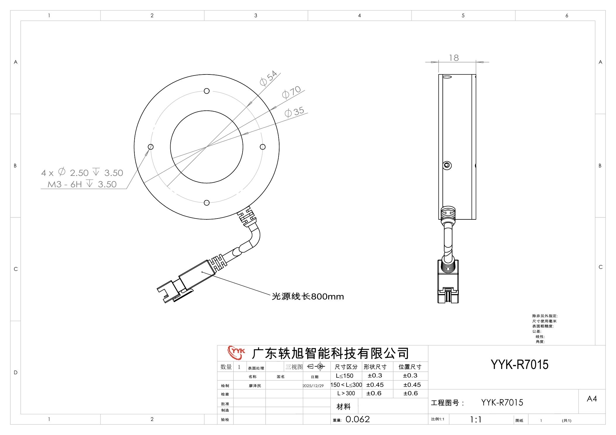 YYK-R7015 环形光源 尺寸图