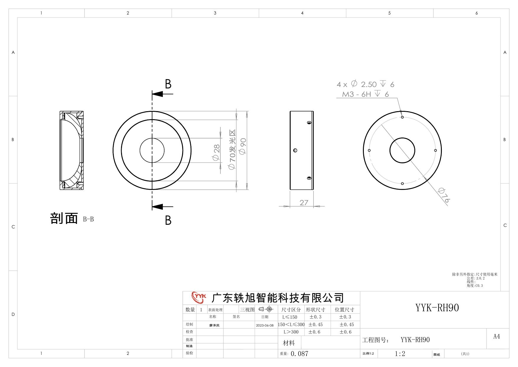 YYK-RH90 环形无影光源 尺寸图