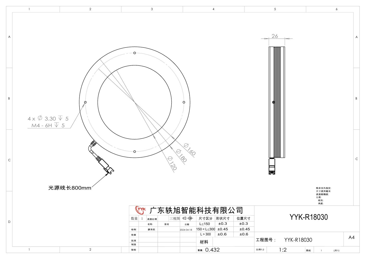 YYK-R18030 环形光源 尺寸图